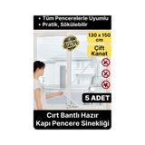 5 Adet Pratik Cam Pencere Kapı Uyumlu Çift Kanat Yırtılmaz Dayanıklı Kendinden Yapışkanlı Sineklik