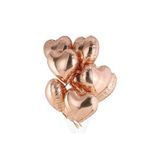 5 Adet Rose Gold Folyo Kalpli Uçan Kalp Balon Bakır Romantik Ev
