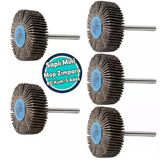 (5 Adet) Saplı Pimli Mini Flap Yaprak Mop Zımpara Taşı 1 Adet Matkap Dremel Uyumlu Taşlama (80 Kum)