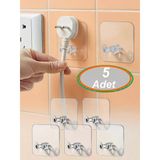 5 Adet Şeffaf Kendinden Yapışkanlı Kablo Fiş Askısı Priz Askısi Duzenleyici Traş Bıcağı Banyo Askısı