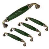 (5 Adet) Servi Yeşil Porselen Antik Kulp 128 Mm 12.8 Cm Mobilya Çekmece Dolab Dolap Kapak Kulb Kulpu