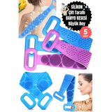 5 Adet Silikon Vücut Fırçası Ve Sırt Kesesi – 70 Cm Masaj Ve Peeling Özellikli Silikon Sırt Fırçası