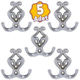 (5 Adet) Sırma Krom Metal Portmanto Vestiyer Duvar Dolap Elbise Askısı Kapı Askılığı Askılık