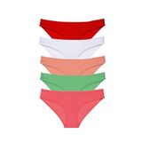 5 Adet Süper Eko Set Likralı Kadın Slip Külot Kırmızı Beyaz Pudra Yeşil Fuşya Mudanis