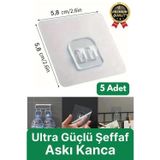 5 Adet Ultra Güçlü Suya Dayanıklı İz Bırakmaz Şeffaf Banyo Mutfak Ayna Tablo Raf Tutucu Askı Kanca