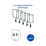 5 Adet Yeşil A5 Mandallı Raf Sepet Etiketi Çerçeveli Etiketlik Yeşil