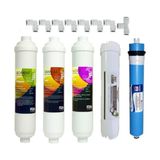 5 Aşamalı Su Arıtma Cihazı Filtre Seti Inline Filtre+ Ro Membran + Post Karbon Kapalı Kasa Uyumlu Tam Set - 5li