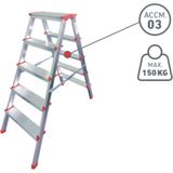 5 Basamaklı Çift Çıkışlı Merdiven (Accm.03) - Gümüş