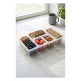 5 Bölmeli Şeffaf Buzdolabı Içi Düzenleyici & Kapaklı Dondurucu Saklama Kabı (24X38 Cm) - Renkli - Belirtilmemiş