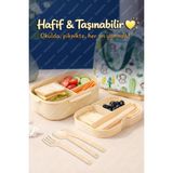 5 Bölmeli Taşınabilir Yemek Kabı Lunch Box Diyet Beslenme Kutusu Saklama Kabı Çatal Kaşık Sefer Tası