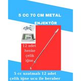 5 Cc Uzatmalı Enjektör 70 Cm Metal 14G İğne Ucu 12Li Set Henke
