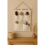 5 Cepli Havlur Kumaş Çok Amaçlı Askılı Duvar Tipi Dolap Içi Banyo Mutfak Düzenleyici Organizer 35X45 - Çok Renkli - 1 Adet - Diğer