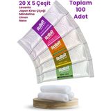 5 Çeşit Kokulu Hijyenik Rulo Havlu Islak Mendil 20LI x 5 Çeşit - Toplam 100 Adet (Tek Kullanımlık)