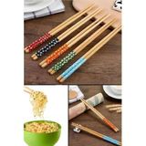 5 Çift Bambu Chopstick Desenli Yıkanabilir Çin Suşi Ramen Noodle Yemek Çubuğu