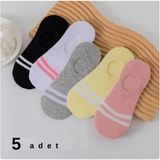 5' Çift Kadın Soft Renkli Görünmez Likralı ve Pamuklu Patik,babet Çorap - 36 - 40 - Pembe - Beyaz