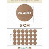 5 cm Çap 24 Adet Supla Amerikan Servis Runner MDF Duralit Magnet Altı Ahşap 3 mm (2,7 mm) Kalınlık