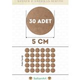 5 cm Çap 30 Adet Supla Amerikan Servis Runner MDF Duralit Magnet Altı Ahşap 3 mm (2,7 mm) Kalınlık
