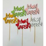 5 Farklı Renkte Ahşap "İyi Ki Varsın" Yazılı Pasta Ve Çiçek Süsü - Sevgililer Günü, Yıldönümü Ve Doğum Günü Dekoratif Süs, 5’Li