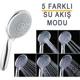 5 Fonksiyonlu Büyük Başlı El Duşu Duş Başlığı - Farklı Püskürtme Modları - Yüksek Kaliteli Abs Krom