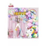 5 Gold Harfli Yaş Unicorn Temalı Iyi Ki Doğdun Makaron Balon Doğum Günü Parti Kutlama Seti Süsü, 70257027527