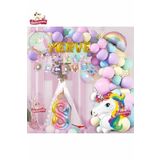 5 Gold Harfli Yaş Unicorn Temalı Iyi Ki Doğdun Makaron Balon Doğum Günü Parti Kutlama Seti Süsü, 7052075270