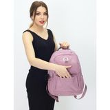 5 Gözlü Kapaklı Geniş Sırt Çantası Peluş Hediyeli - Açık Pembe