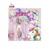5 Harfli Yaş Unicorn Temalı Iyi Ki Doğdun Makaron Balon Doğum Günü Parti Kutlama Seti Süsü, 752527525707557