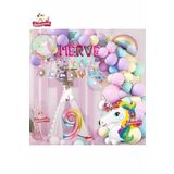 5 Harfli Yaş Unicorn Temalı Iyi Ki Doğdun Makaron Balon Doğum Günü Parti Kutlama Seti Süsü, 752797373775707