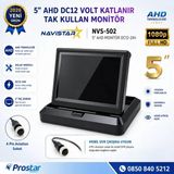 5 İnç Ahd Katlanabilir Araç Monitörü - 1080P, Mobil Dvr Uyumlu 4-Pin, Dc12-24V