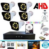 5 Kameralı 5mp Lens 1080P Warm LED Gece Renkli 2 Tb HDD Dahil Güvenlik Seti - 252W