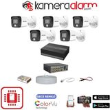 5 Kameralı Gece Gündüz Renkli AHD Güvenlik Kamerası Seti - Uzaktan Izleme - 1tb E-Ssd - Beyaz - Siyah
