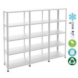 5 Katlı 3'Lü Bitişik Paslanmaz Krom Raf - Inox Soğuk Oda Rafı, Buzhane Rafı 31X60 Cm 100 Cm 0.70 Mm