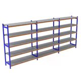 5 Katlı 3'Lü Depo Rafı - 300-350 Kg Taşıma Kapasiteli Hafif Rack Raf 60X90x200 Cm