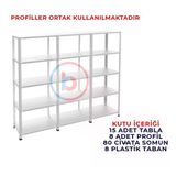 5 Katlı 3'Lü Galvaniz Çelik Raf - Depo, Arşiv, Kiler, Dosya, Market Rafı 31X75 Cm 150 Cm 1.00 Mm