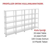 5 Katlı 4'Lü Galvaniz Çelik Raf - Depo, Arşiv, Kiler, Dosya, Market Rafı 59X75 Cm 150 Cm 1.00 Mm