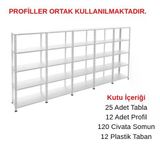 5 Katlı 5'Li Galvaniz Çelik Raf - Depo, Arşiv, Kiler, Dosya, Market Rafı 43X75 Cm 200 Cm 1.00 Mm