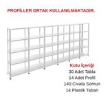 5 Katlı 6'Lı Galvaniz Çelik Raf - Depo, Arşiv, Kiler, Dosya, Market Rafı 43X75 Cm 150 Cm 0.70 Mm