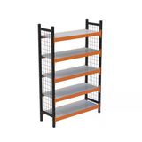 5 Katlı Dekoratif Midi Rack - Ekonomik Depo,Arşiv, Kiler Rafı Siyah-Turuncu 46X180 Cm 150 Cm