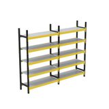 5 Katlı Duble Midi Rack - Ekonomik Depo,Arşiv, Kiler Rafı Siyah-Turuncu 46X150 Cm 150 Cm