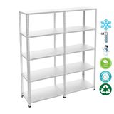 5 Katlı Duble Paslanmaz Krom Raf - Inox Soğuk Oda Rafı, Buzhane Rafı 43X93 Cm 200 Cm 1.00 Mm