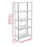 5 Katlı Galvaniz Çelik Raf - Depo, Arşiv, Kiler, Dosya, Market Rafı 59X93 Cm 250 Cm 1.00 Mm