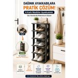 5 Katlı Modüler Ayakkabılık Dar Alan Düzenleyici Plastik Ayakkabı Rafı Kolay Kurulum Siyah Model