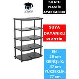 5 Katlı Plastik Ayakkabılık Suya Dayanıklı Plastik En : 29 cm Genişlik: 47 cm Yükseklik: 77 cm - Antrasit