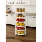 5 Katlı Sebzelik Açılır Metal Patates Soğan Sepeti Paslanmaz Meyvelik Organizer Sepet Beyaz