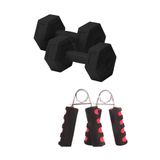 5 Kg x 2 Adet Dambıl Seti + 2 Adet Sünger Tutamaçlı El Yayı | Evde Spor İçin Güç ve Dayanıklılık