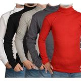 5 Li Kombin Boğazlı Balıkçı Yaka Kazak - Beyaz - Siyah - Gri - Füme - Kırmızı - 2XL