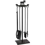 5 Li Lüx Ithal Metal Geyik Motif Kabartmalı Şömine-Soba Maşa Takımı Aksesuar Seti SG-015 - Genel - Çok Renkli
