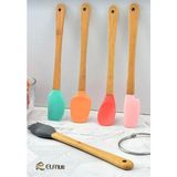 5 Li Mini Lsıya Dayanıklı Silikon Bambu Seti Mutfak Seti Rekli Spatula Seti