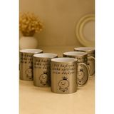 5 Li Paket Yazı Baskı Büyük Boy Gümüş Çay Kupa Bardak - 330 ml