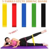 5 Li Pilates Bandı Plates Egzersiz Direnç Lastiği Seti (Ucu Kapalı) 5 Farklı Direnç